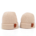 Adult Childre Leder Label Strickbeanie Hut